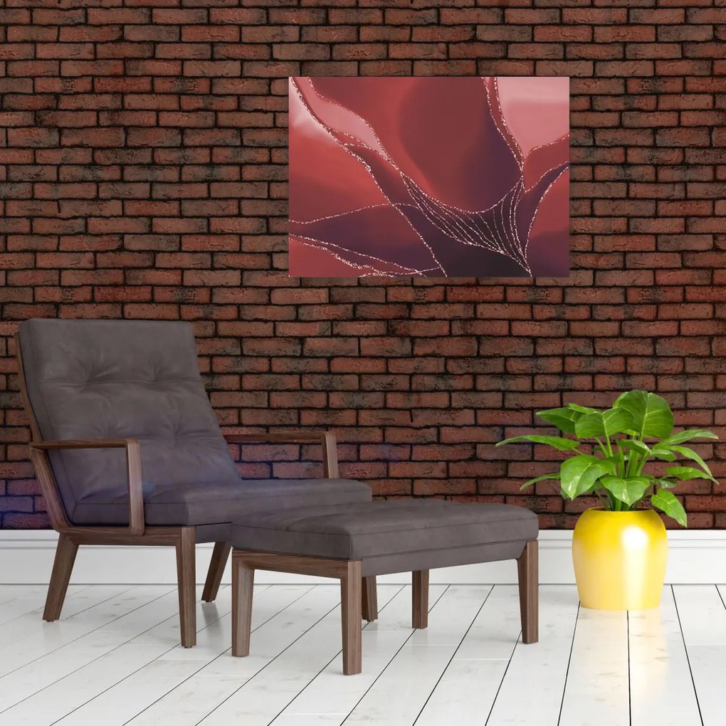 Obraz - Červená abstraktná kvetina N⁰2 (70x50 cm)