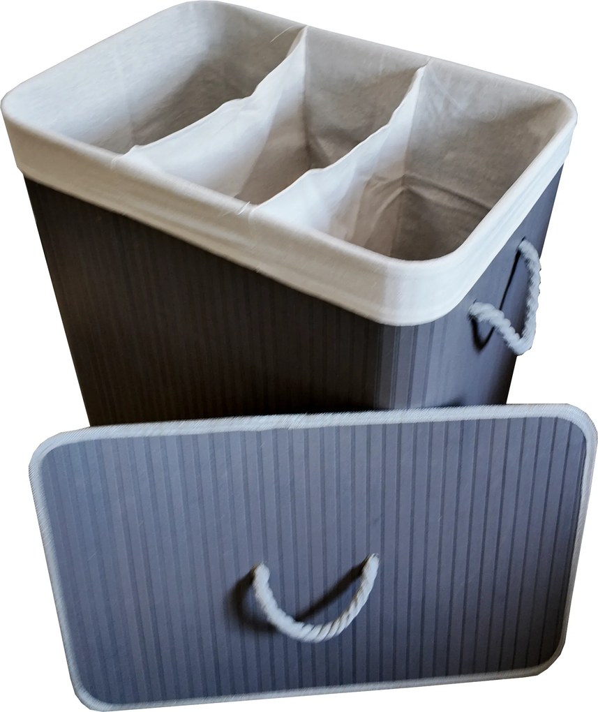 TRENDIE Bambusový kôš na prádlo 150l šedý + DARČEK