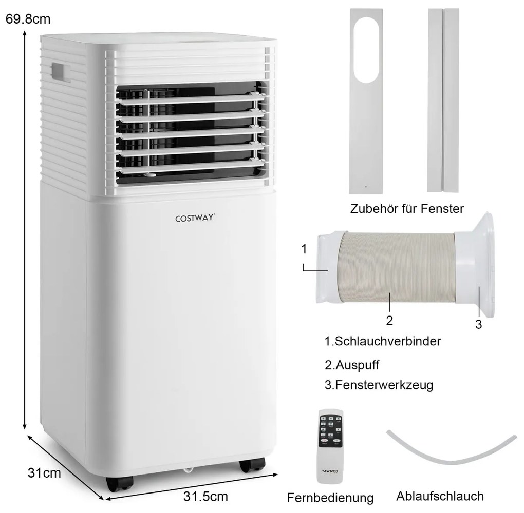 4 v 1 mobilná klimatizácia 9000 BTU Chladenie a vetranie a odvlhčovanie Klimatizácia s bielym vekom 16 ℃ - 32 ℃