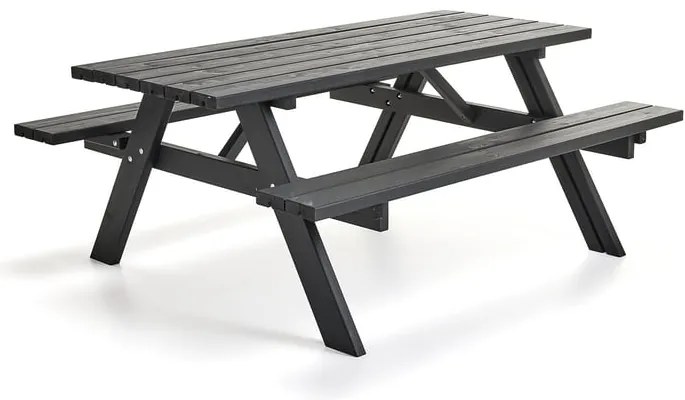 Stôl s lavicou TUNDRA, 1770 mm, čierny