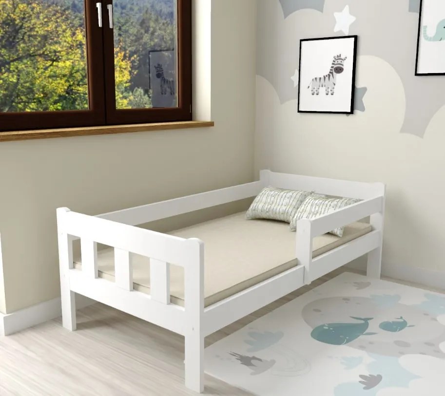 Detská posteľ MAJA z masívu borovice - 200x90 cm - biela