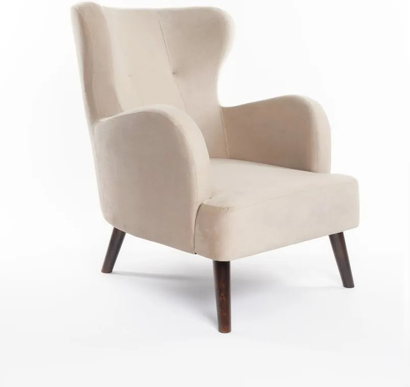 Béžové zamatové kreslo ušiak Noemye – Bonami Selection