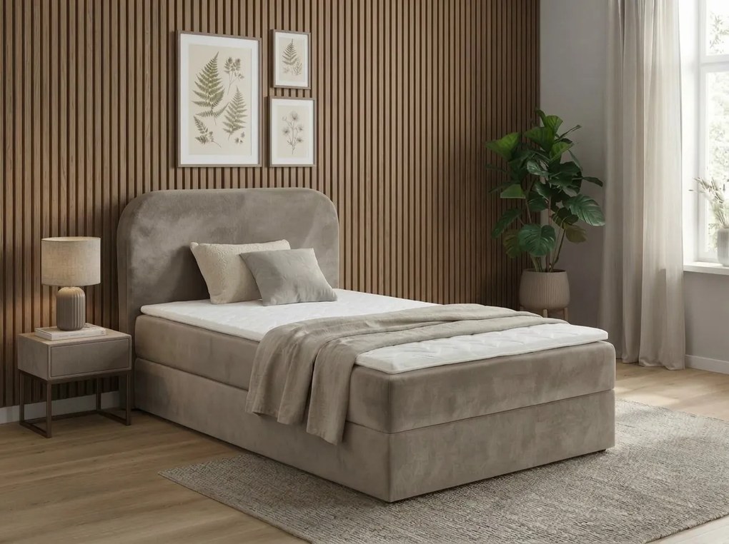 Čalúnená posteľ boxspring FORENA 90x200 cm béžová Matrac: Bonell pružinová matrac