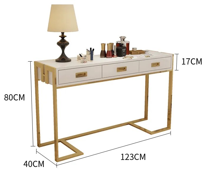 ELEGANTNÁ KONZOLA KAREN BIELÝ LESK + ZLATÁ