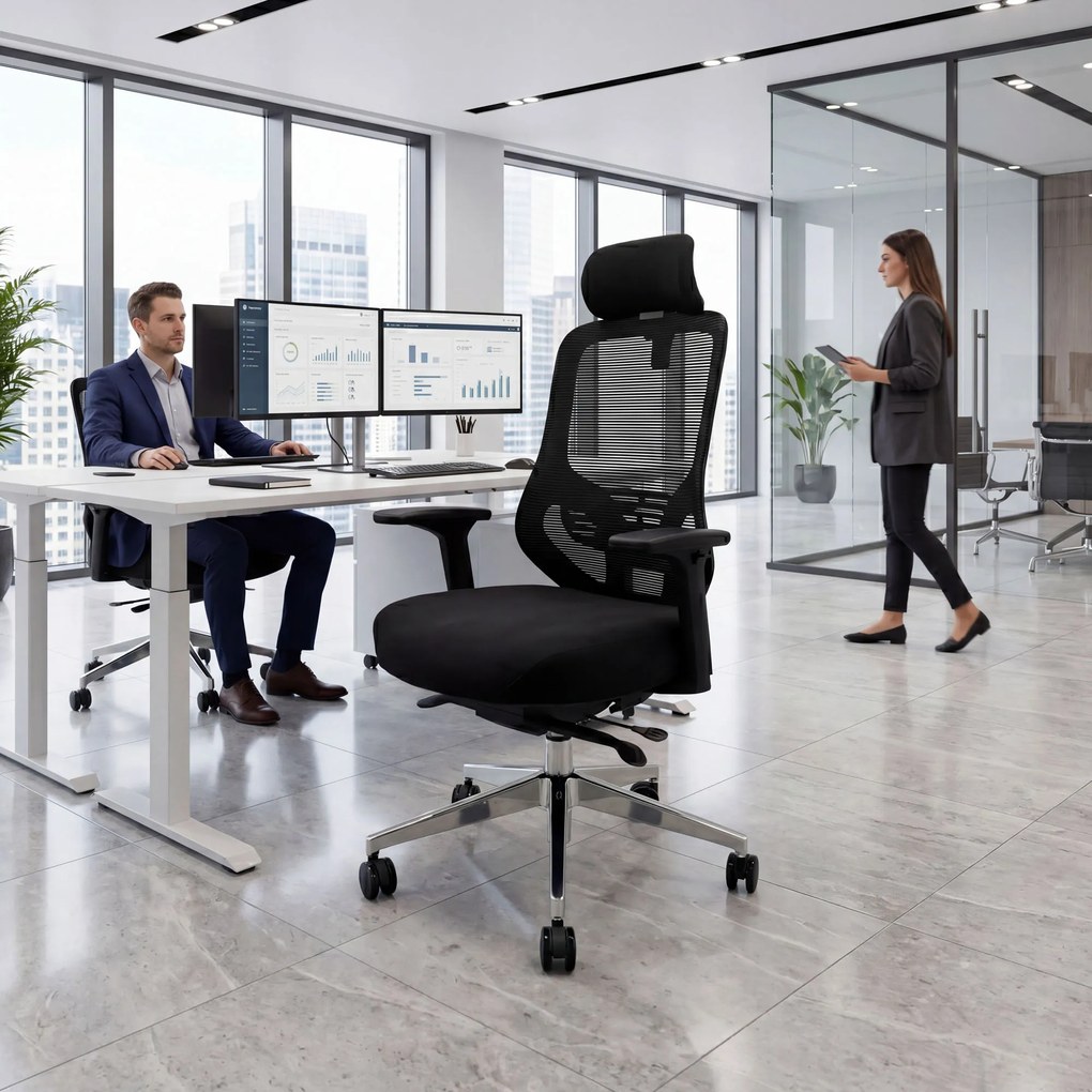 Ergonomická kancelárska stolička so sieťovinou čierna AXIS