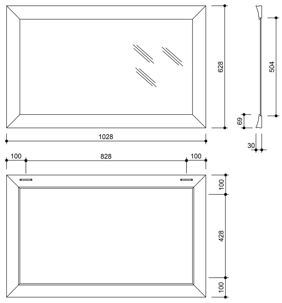 Sapho Sapho, CORONA zrkadlo v drevenom ráme 628x1028mm, šampaň, NL721