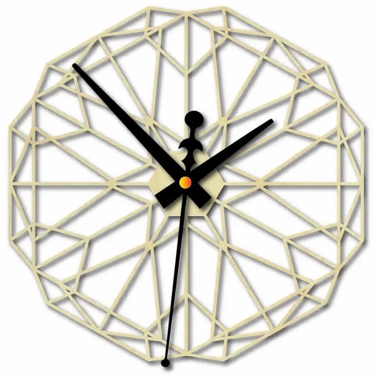 Sentop Geometrické hodiny na stenu z drevenej preglejky FPL PR0346 aj čierne l 3D HODINY PR0346 PWD