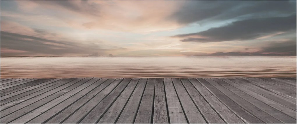Obraz - Mólo pri západe slnka (120x50 cm)