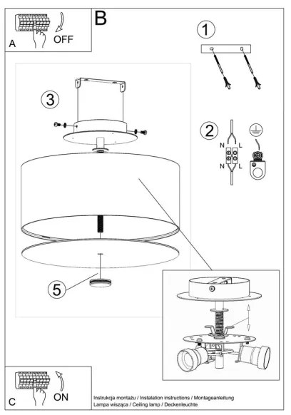 Sollux SL.0759 - Stropné svietidlo SKALA 3xE27/60W/230V pr. 30 cm biela