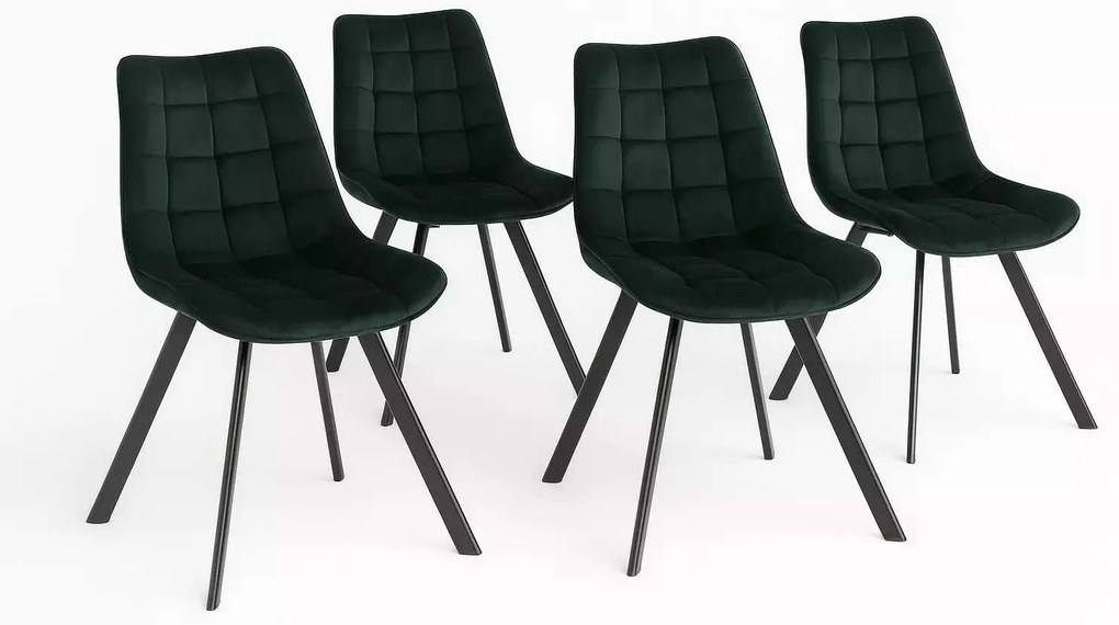 LuxuryForm DESIGN Stolička ORLEN VELUR - fľaškovozelená - SET 4 ks