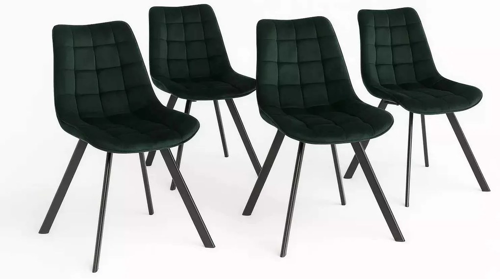 LuxuryForm DESIGN Stolička ORLEN VELUR - fľaškovo zelená - SET 4 ks
