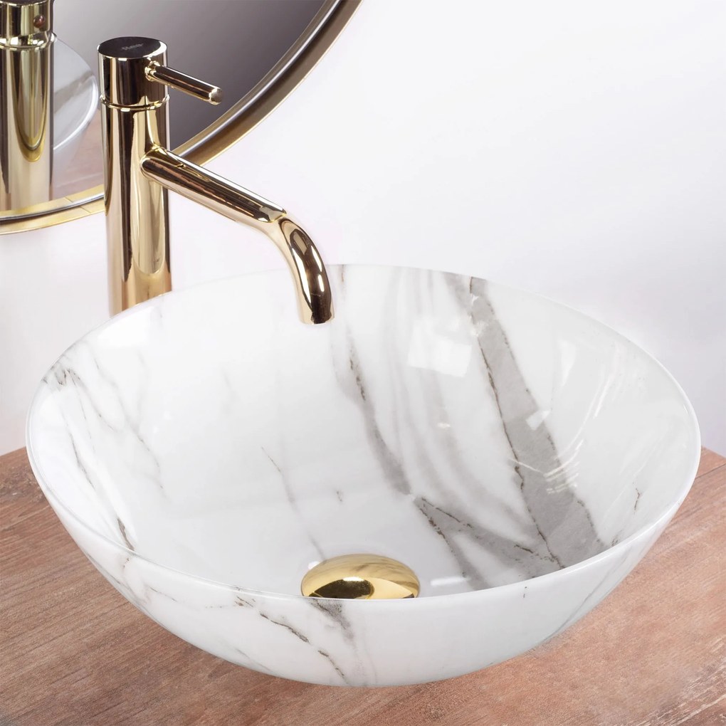Rea Stella, umývadlo na dosku 355x355x135 mm, imitácia kameňa-Aiax Shiny, REA-U9088