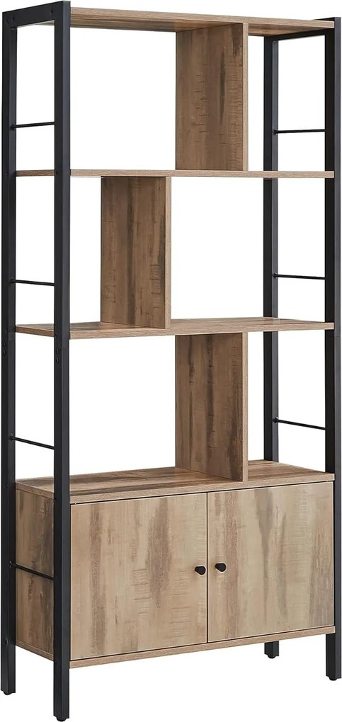 Polica na knihy, knižnica so 4 úrovňami, farba dub toasted oak