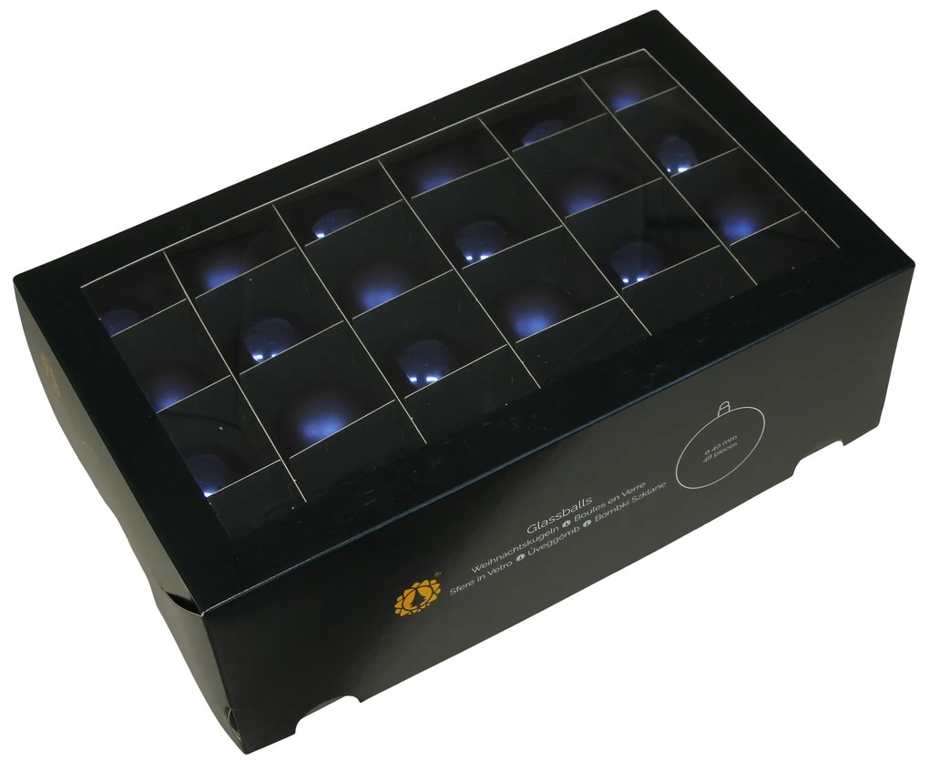 Kolekcia sklenených gúľ vo farbe nočná modrá Variant: Hviezdy, Ø:4cm, 12ks