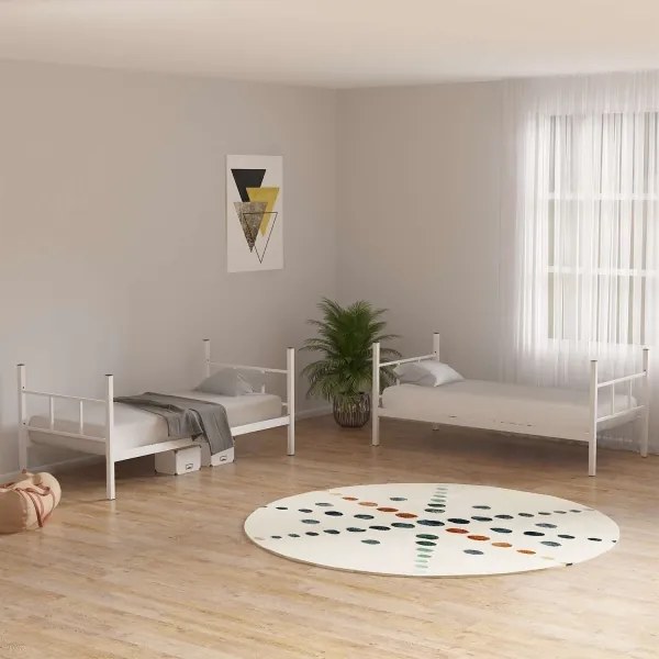 Kovová poschodová posteľ MAVEN 90x200 cm biela nosnosť 2x100 kg