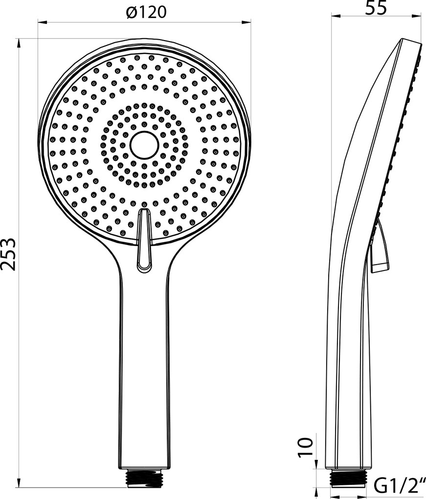 Sapho Sapho, ručná masážna sprcha, 3 režimy, silikon trysky, priemer 120mm, ABS, zlatá matná, SK879GBL