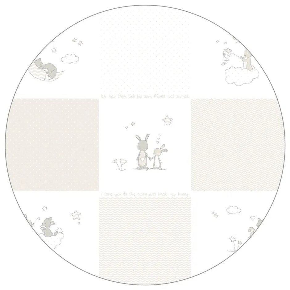 Bielo-sivá postieľka na kolieskach 60x120 cm Fox & Bunny – Roba