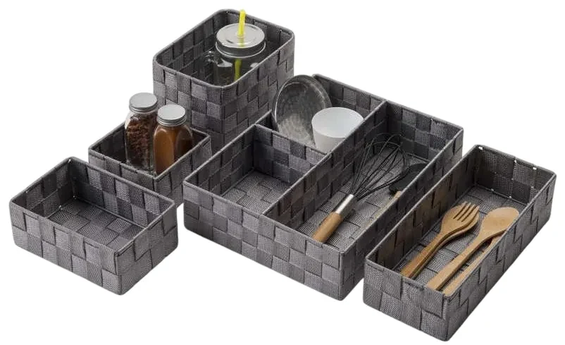 Úložný organizér do zásuvky Compactor TEX vysoký - 19 x 14 x 13 cm, sivý