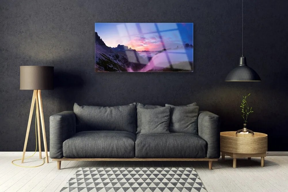 Skleneny obraz Hmla hory východ slnka 100x50 cm