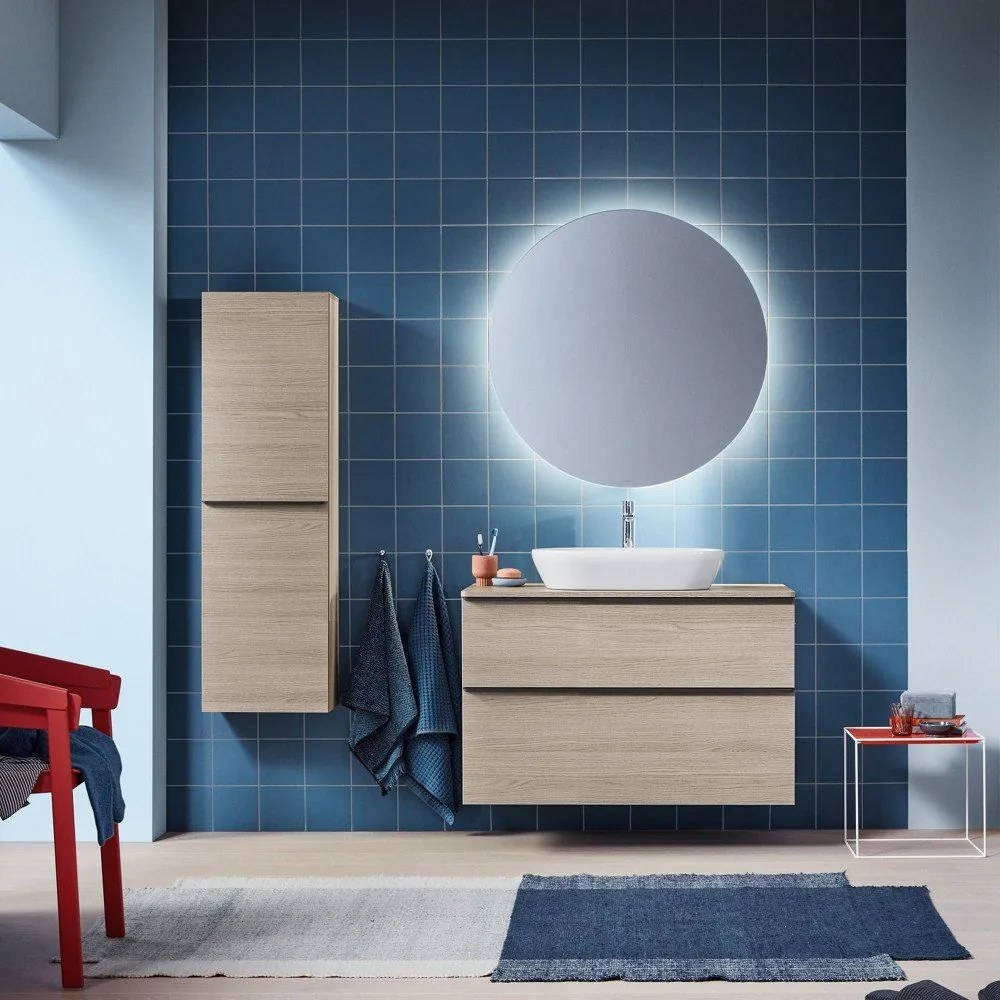DURAVIT D-Neo závesná polovysoká skrinka, 1 dvierka, pánty vľavo, 400 x 240 x 1320 mm, betón šedá matná, DE1318L0707