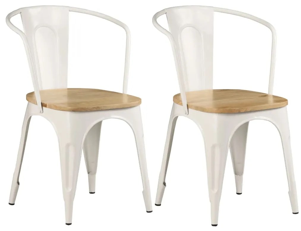 vidaXL Jedálenské stoličky 2 ks, biele, mangový masív