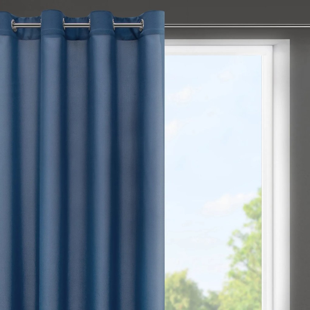 KRÁTKY ZÁVES NA KRÚŽKOCH RITA 140X175 CM TMAVOMODRÁ