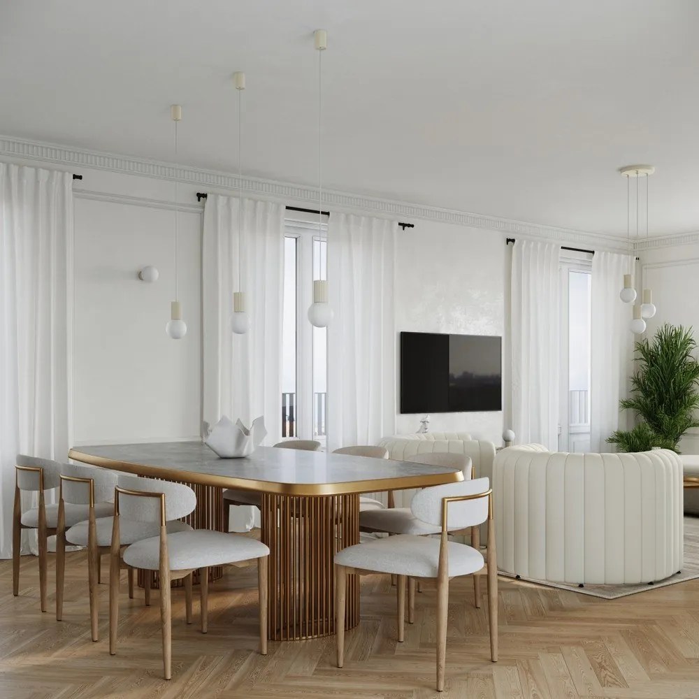 Krémové závesné svietidlo so skleneným tienidlom ø 12 cm Orbital – Sollux