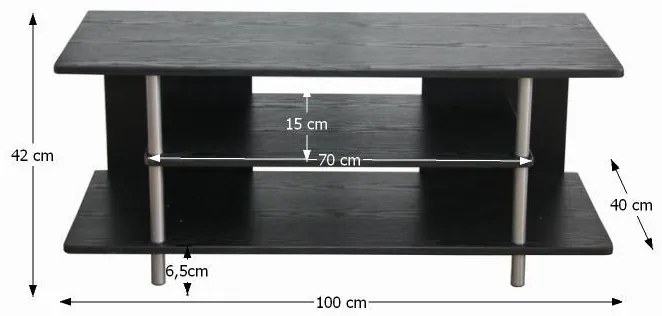 TV stolík, čierna/strieborná, QUIDO