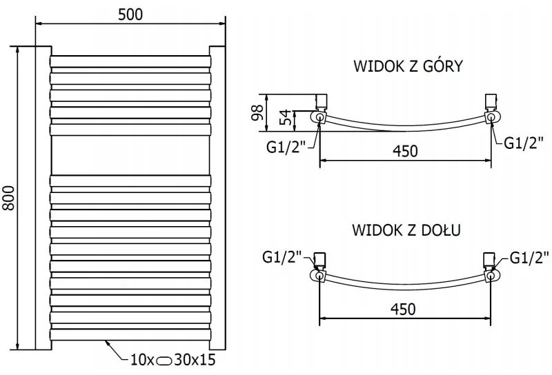 Mexen Helios, vykurovacie teleso 800x500 mm, 303 W, zlatá lesklá, W103-0800-500-00-50