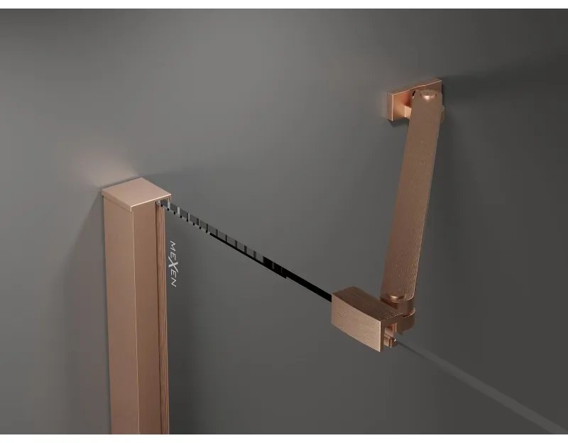 Mexen Velar Duo, sprchový kút s posuvnými dverami 90 x 90 cm, 8mm sklo námraza, medená matná, 871-090-090-32-65