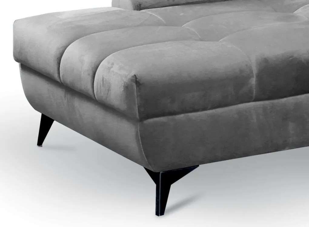 Rohová sedacia súprava Paris, stredne šedá látka, ľavý roh