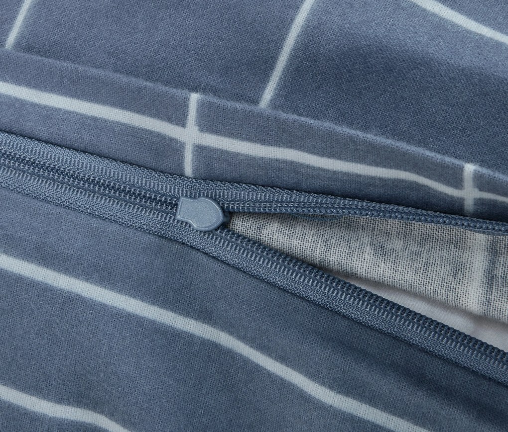 Posteľná bielizeň z biber bavlny, modrá, štandardná veľkosť