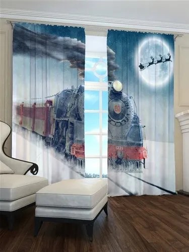 Vianočný záves s motívom zasneženej krajiny a sobov