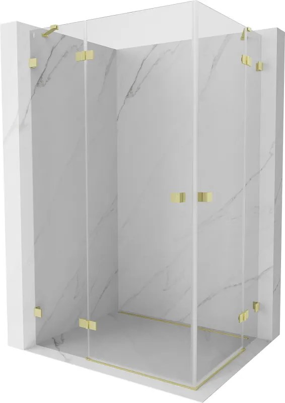 Mexen Lunar Duo, výklopný sprchový kút 120 x 80 cm, 8mm číre sklo, zlatý matný profil, 834-120L-080P-55-00