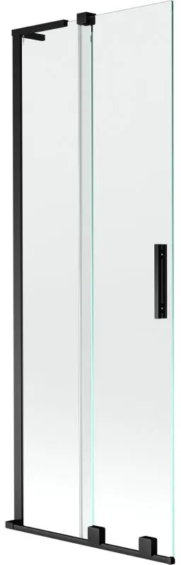 Mexen Velar L, 2-krídlová posuvná vaňová zástena 75 x 150 cm, 8mm číre sklo, čierna matná, 896-075-003-01-70