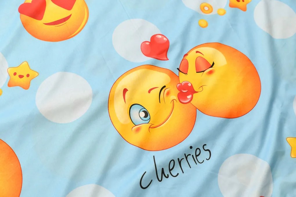 Obliečky z mikrovlákna EMOJI modré Rozmer obliečky: 70 x 90 cm | 140 x 200 cm