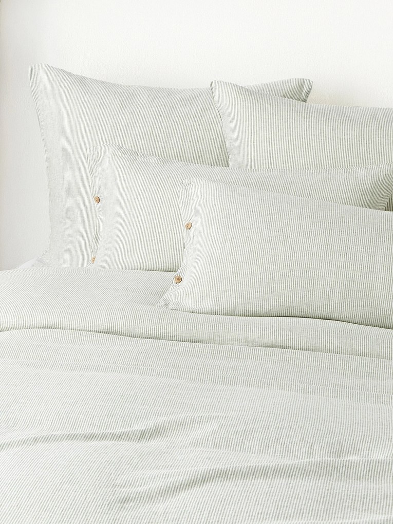 Ľanová obliečka na paplón's vypraným vzhľadom a's jemnými pruhmi Rinna