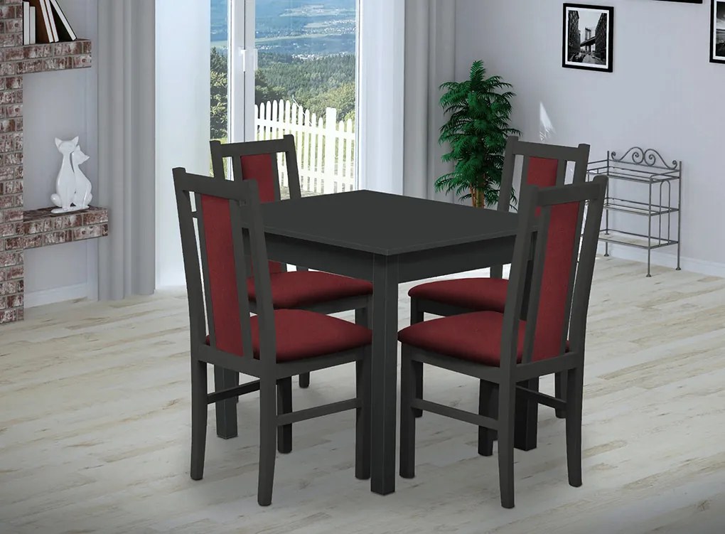 Nabytekmorava Jedálenský set Brooklyn pre 4 osoby, stôl 90x90 cm farba lamina: orech 729, čalúnenie vo farbe: SCALA šedá 92