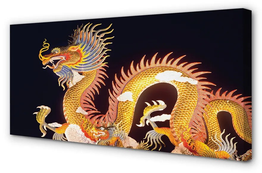 Obraz canvas Golden Japanese Dragon 120x60 cm