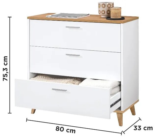 Livarno®  Komoda Corfu, 80 x 75 x 33 cm + Tv stolík Corfu, 113 x 60,5 x 33 cm  (800011142)