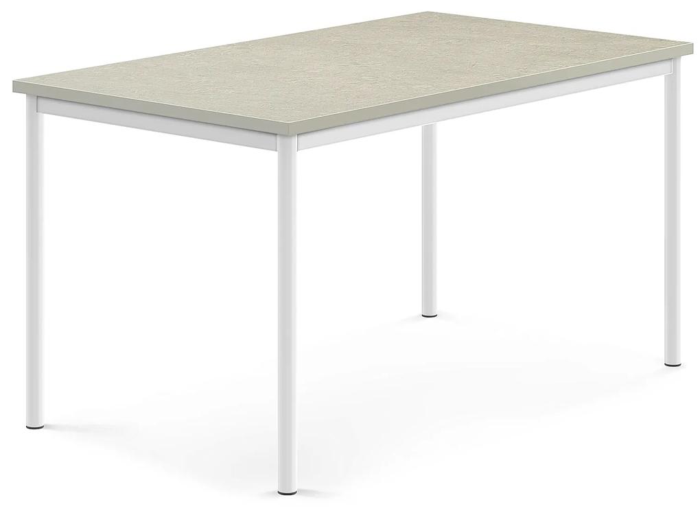 Stôl SONITUS, 1400x800x720 mm, linoleum - svetlošedá, biela