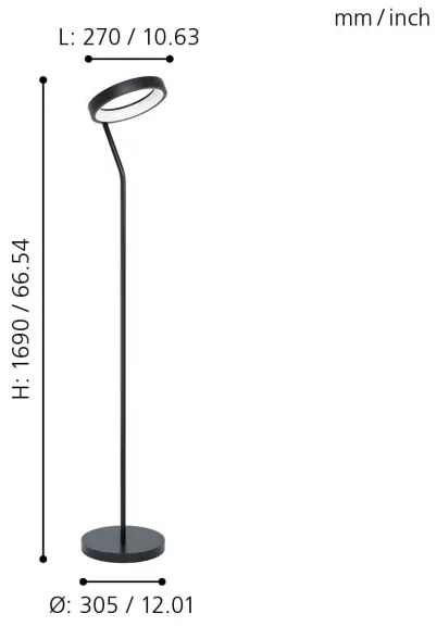 Eglo 99031 - LED RGB Stmievateľná stojacia lampa MARGHERA-C LED/16W/230V