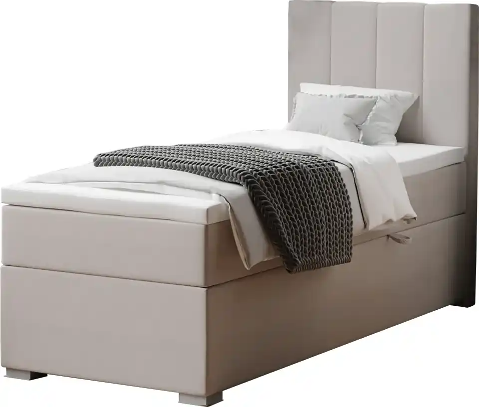 Boxspringová posteľ, jednolôžko, taupe, 90x200, pravá, BRED | BIANO