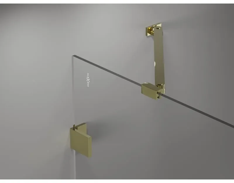 Mexen Lunar Duo, výklopný sprchový kút 115 x 115 cm, 8mm číre sklo, zlatý profil, 834-115L-115P-50-00