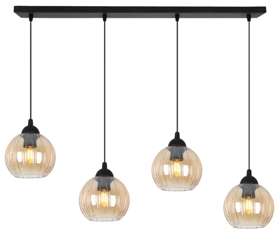 Závesné svietidlo Costa, 4x medové sklenené tienidlo, b