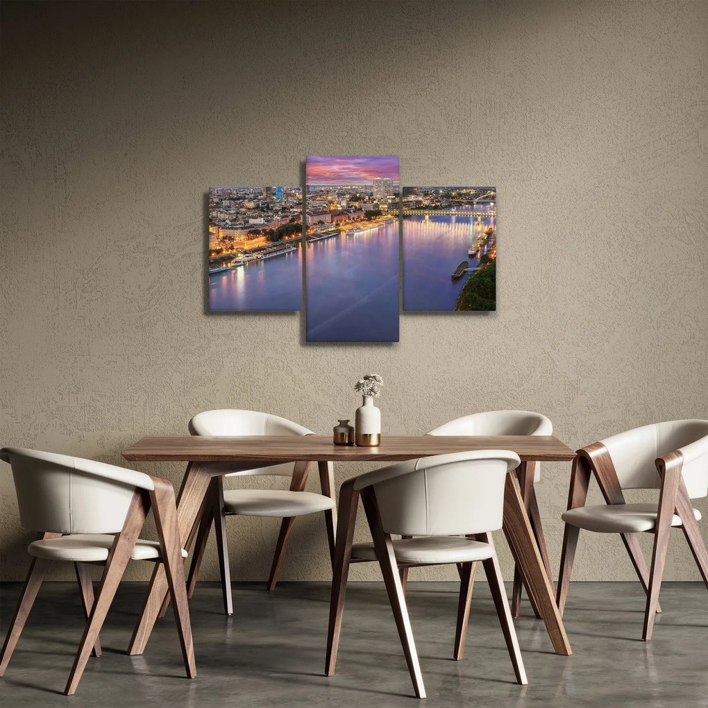 Obraz nočného mesta Bratislavy s riekou (90x60 cm)