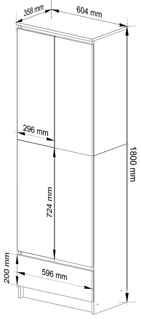 Skriňa Rexa 60 cm biela/dub sonoma