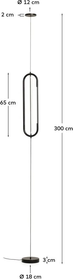 Čierna LED stojacia lampa (výška 300 cm) Bow – Kave Home