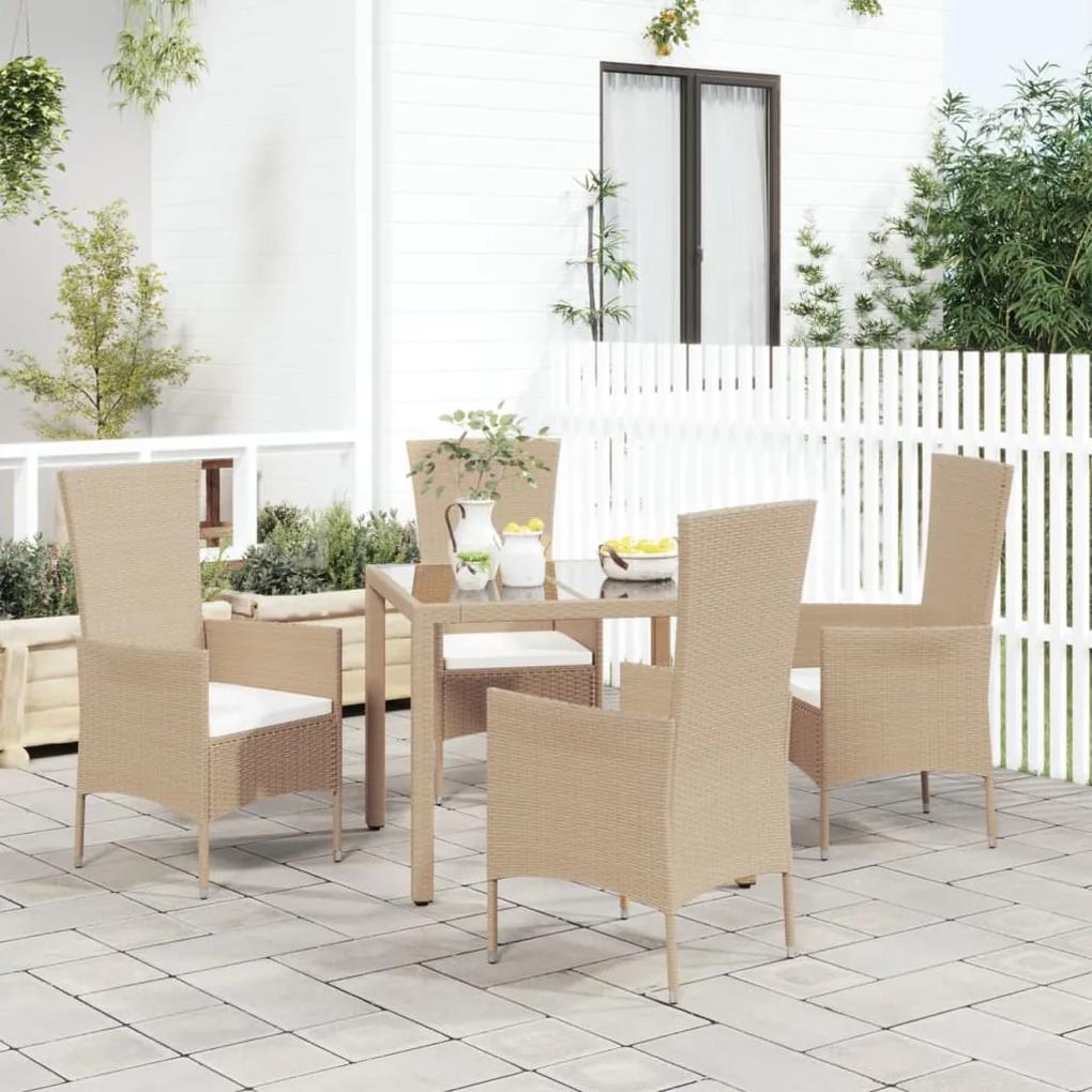 Záhradné stoličky s podložkami 4 ks, polyratan, béžové 319533