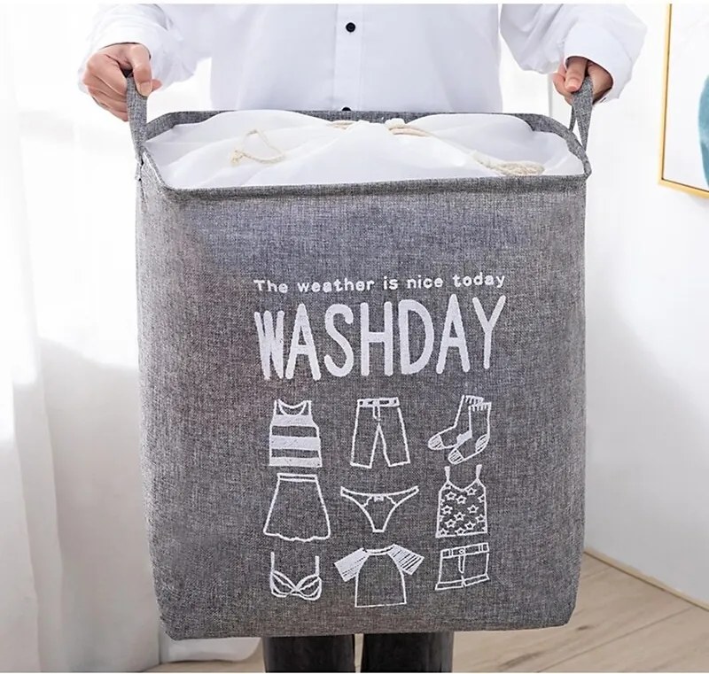 Kôš na bielizeň so šnúrkou WASHDAY 50x40x50 cm